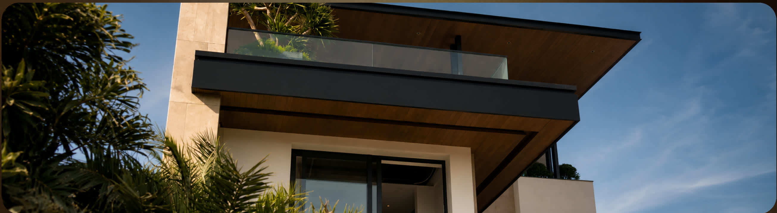 Cantilevered upper floor with timber soffit