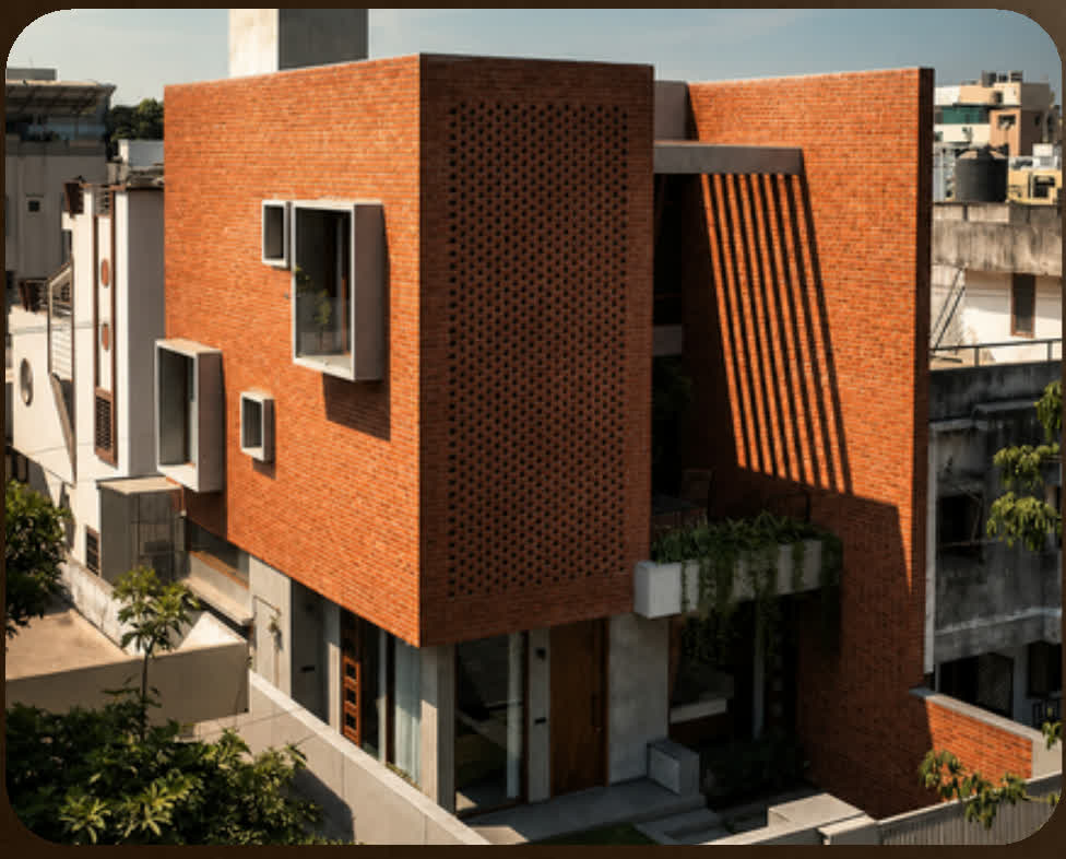 Brick facade with perforated screen